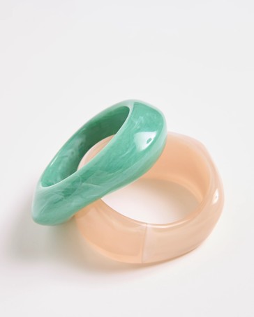 2 Pack Marble Look Acrylic Bangles
