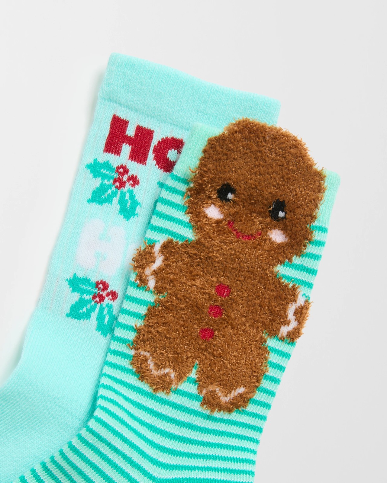 Maxx Cotton Applique Christmas Casual Socks - Gingerbread Man Green 2 of 3