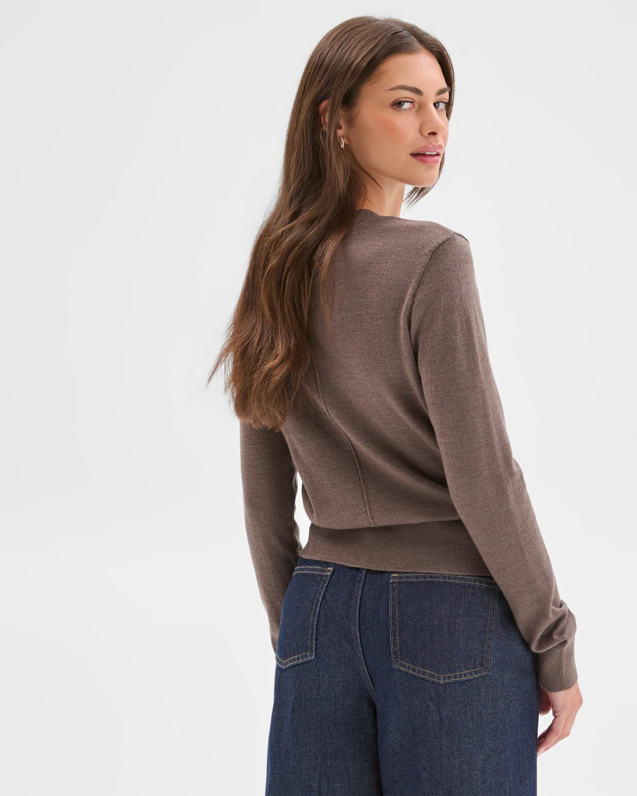 Petites Australian Merino Wool Crew Neck Sweater - Taupe 3 of 6