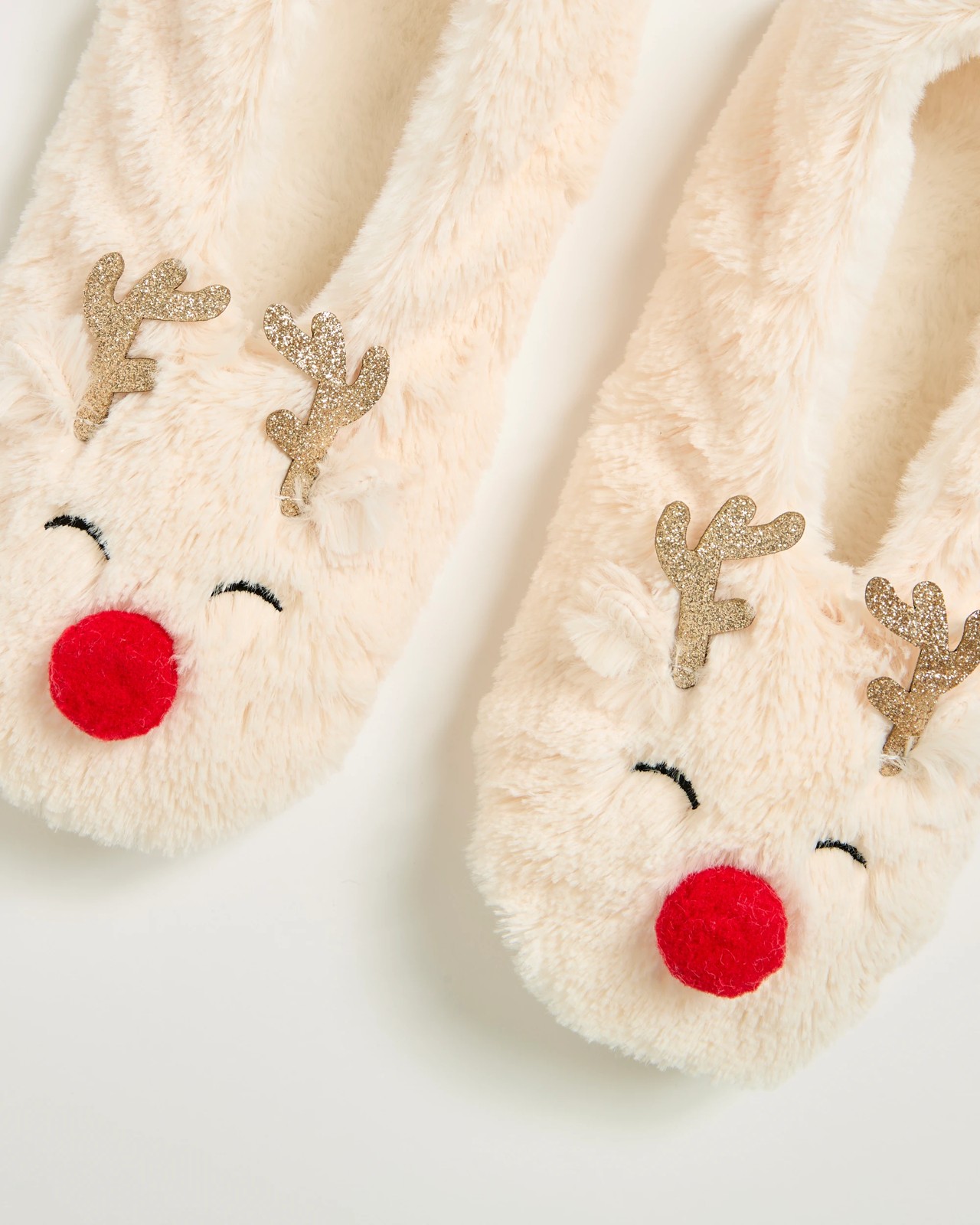 Christmas Bootie Socks - Reindeer Ivory  2 of 4