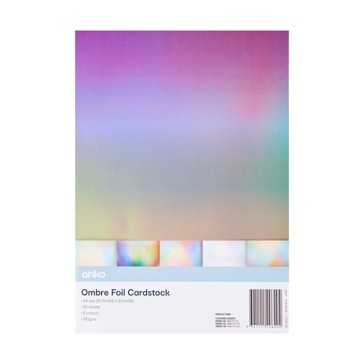 20 Pack Ombre Foil Cardstock - Anko