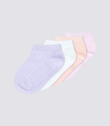 Underworks Baby Organic Cotton Ribbed Low Cut Socks 4pk - Purple & Pink