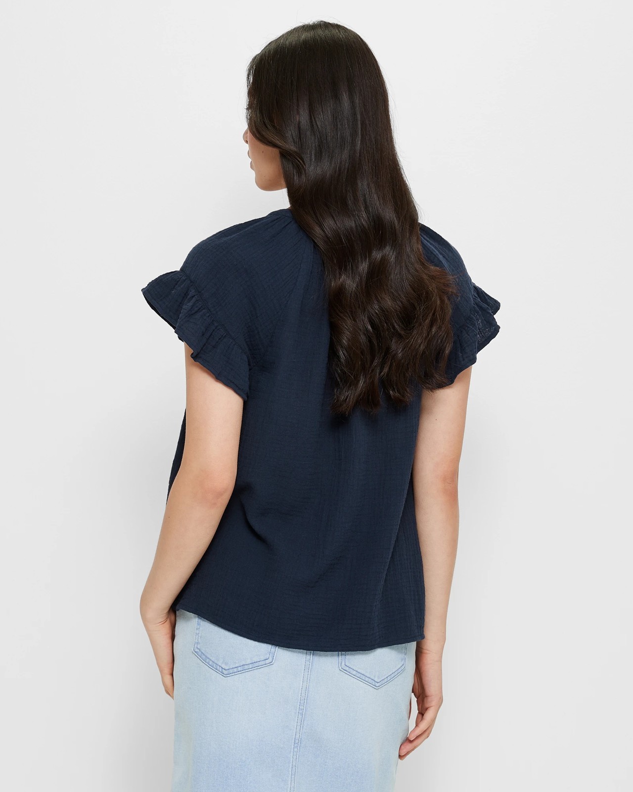 Double Cloth Flutter Sleeve Blouse 4 of 5