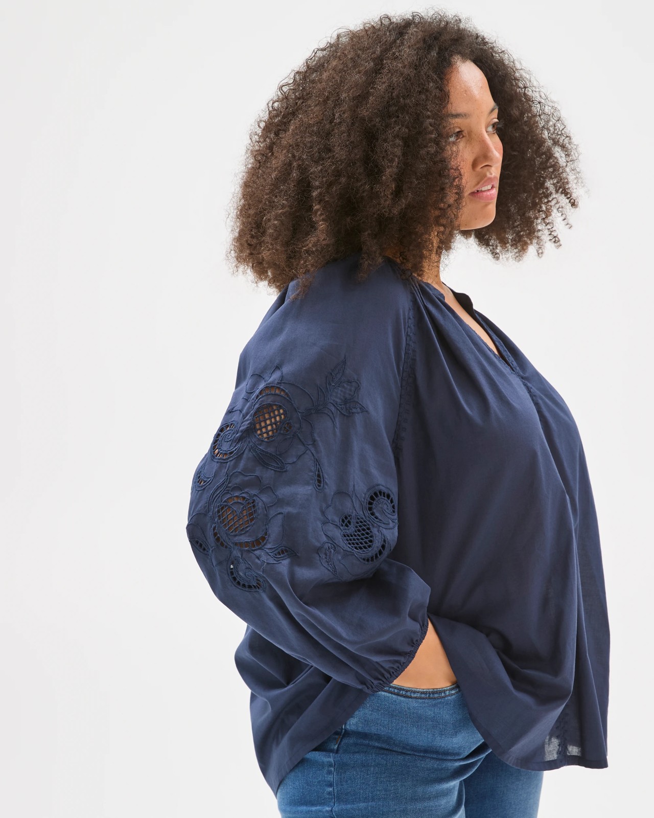 Plus Size Long Sleeve Embroidered Detail Top 4 of 5