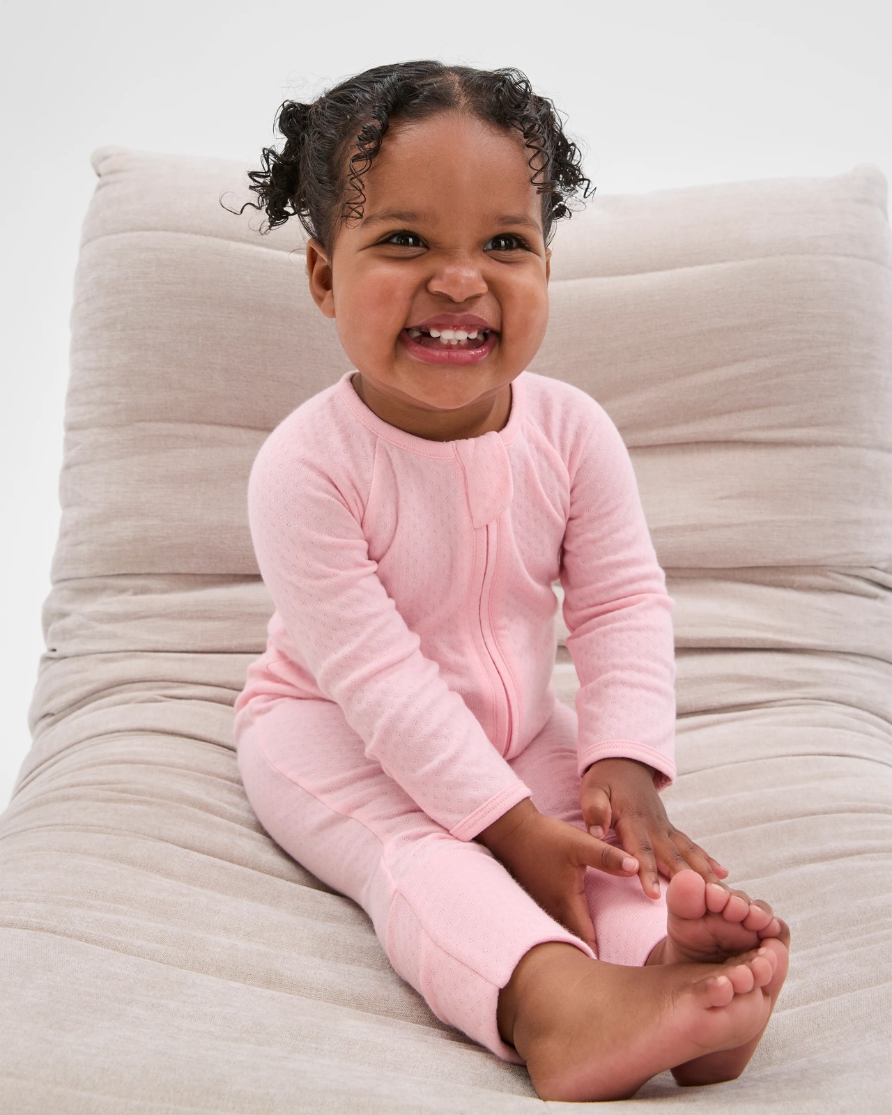 Baby Organic Cotton Pointelle Zip Coverall - Fairy Pink 3 of 5