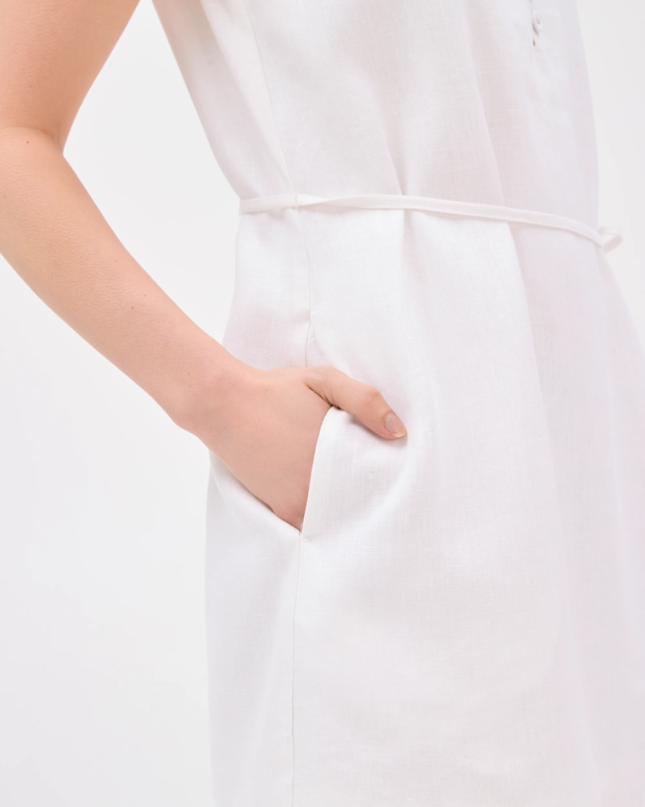 Lily Loves European Linen Scallop Mini Dress - White 4 of 6
