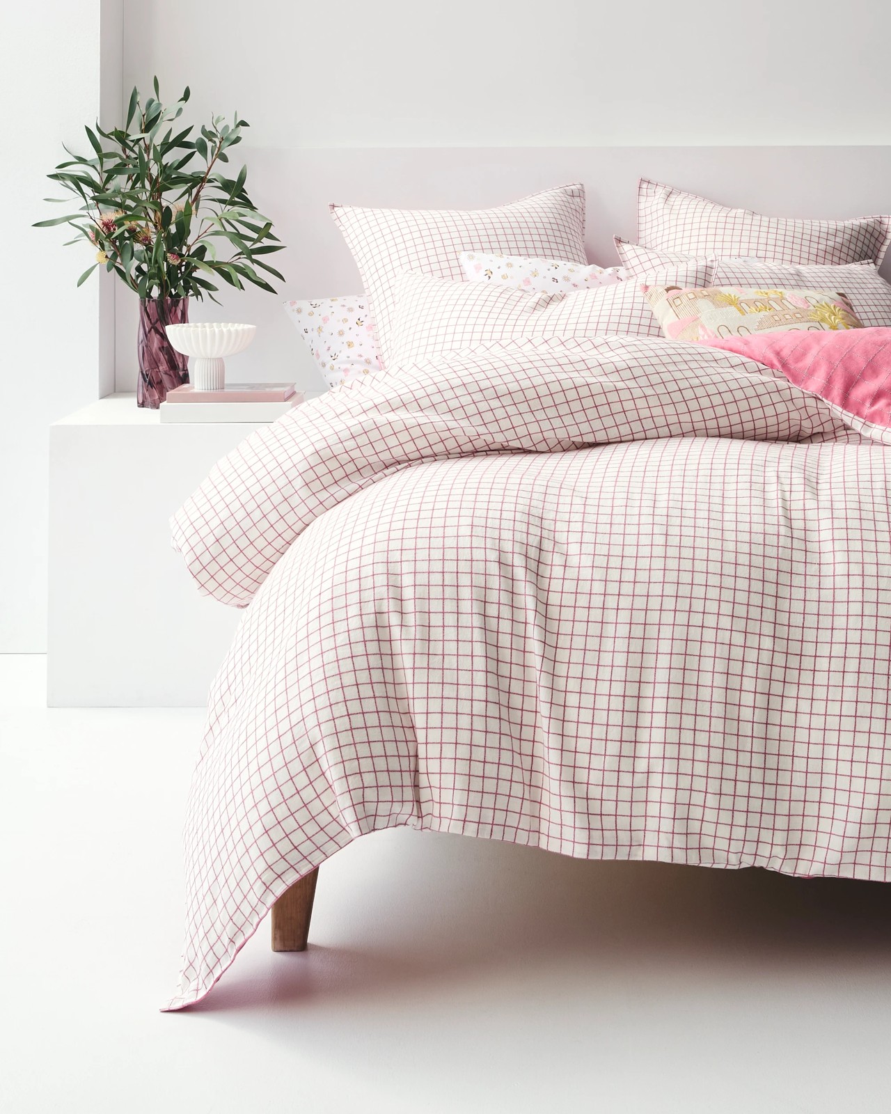 Ayla Check Linen/Cotton Quilt Cover Set 4 of 6