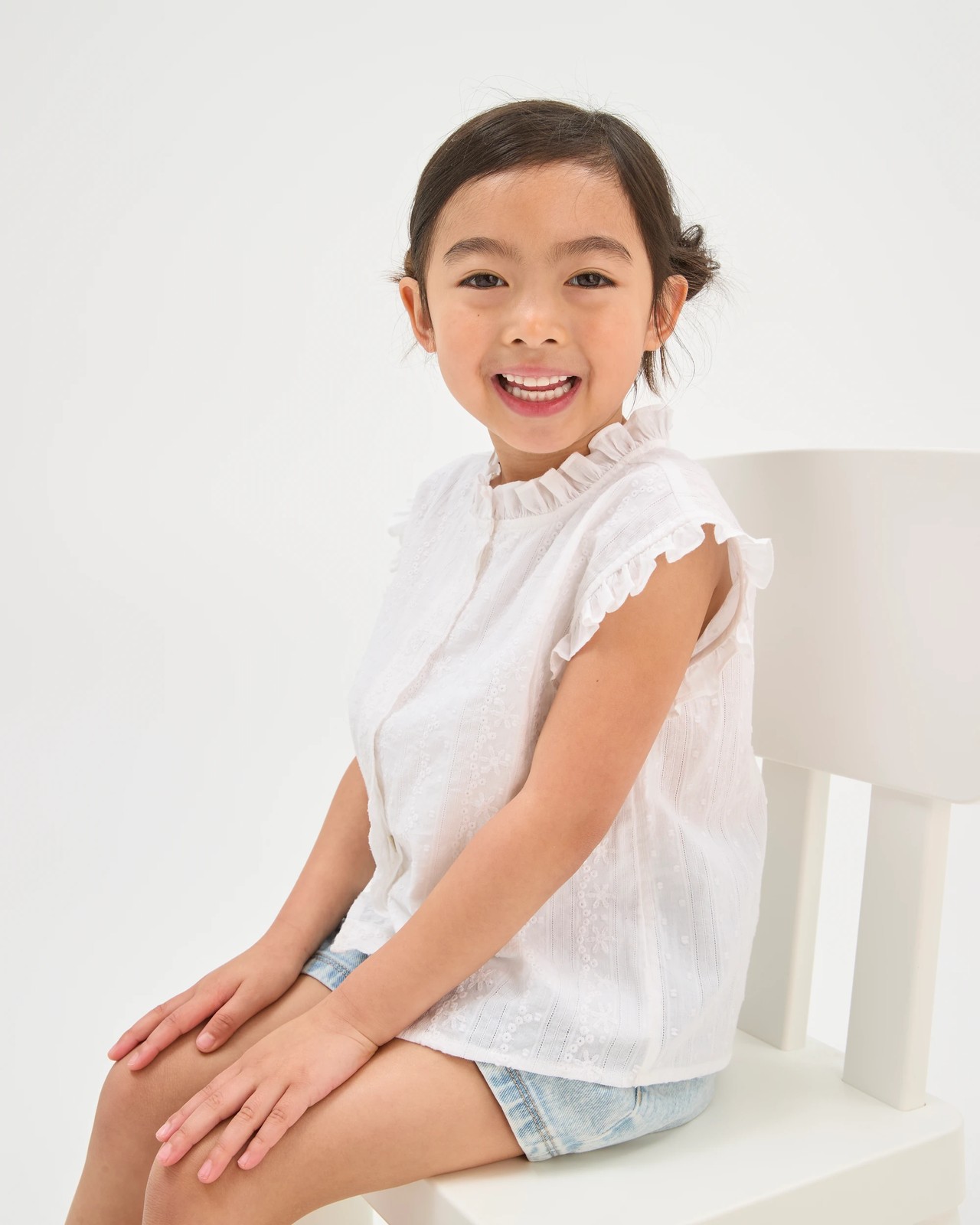 Cotton Sleeveless Woven Broderie Shirt - white broderie 3 of 6
