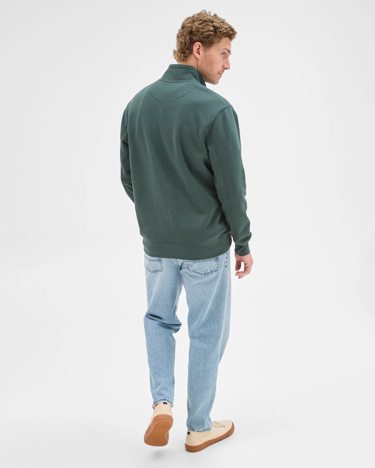 Australian Cotton Blend Fleece Half Zip Top - Dark Green 6 of 6