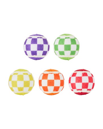5 Pack Pet Toy Checkered Balls - Anko