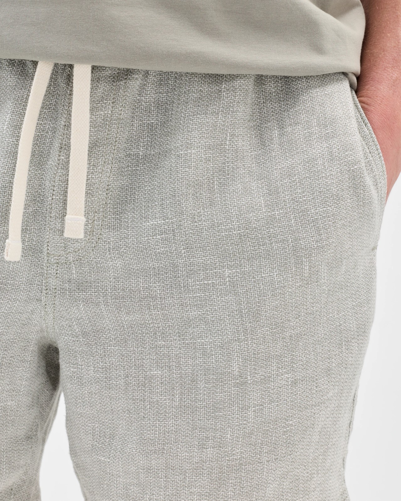 European Linen Elastic Waist Shorts - Forest Fog 4 of 5