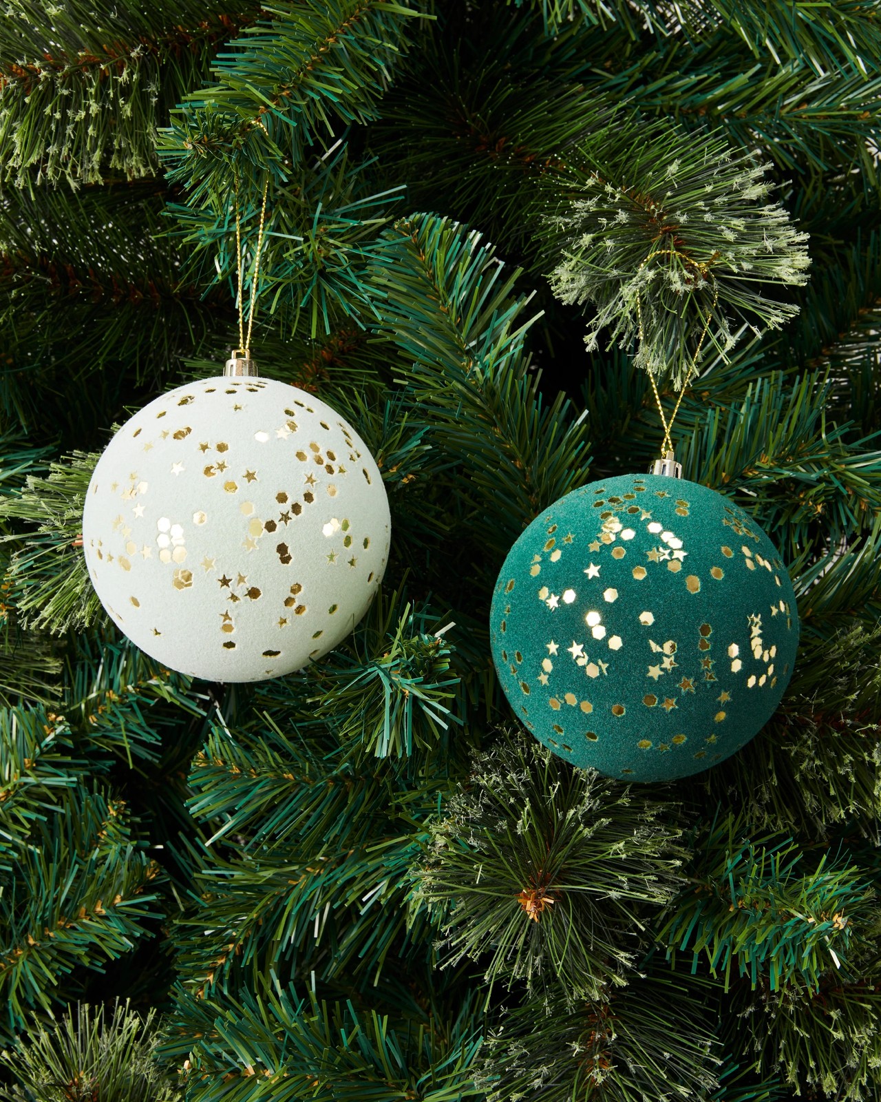 Anko 9 Pack 10cm Natural Flocked Baubles 5 of 5