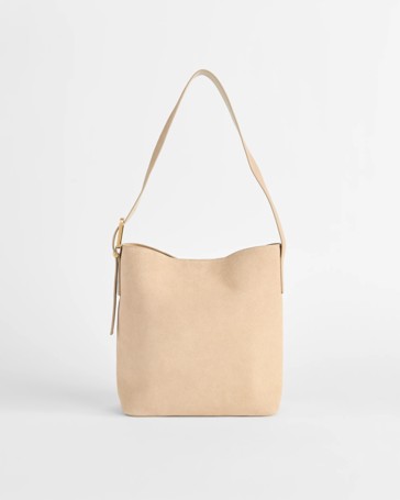 Premium Suede Leather Bucket Tote Bag