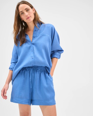European Linen Pull On Shorts