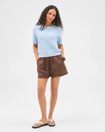 Australian Cotton Blend Relaxed Fit Ottoman Stitch Knitted T-Shirt