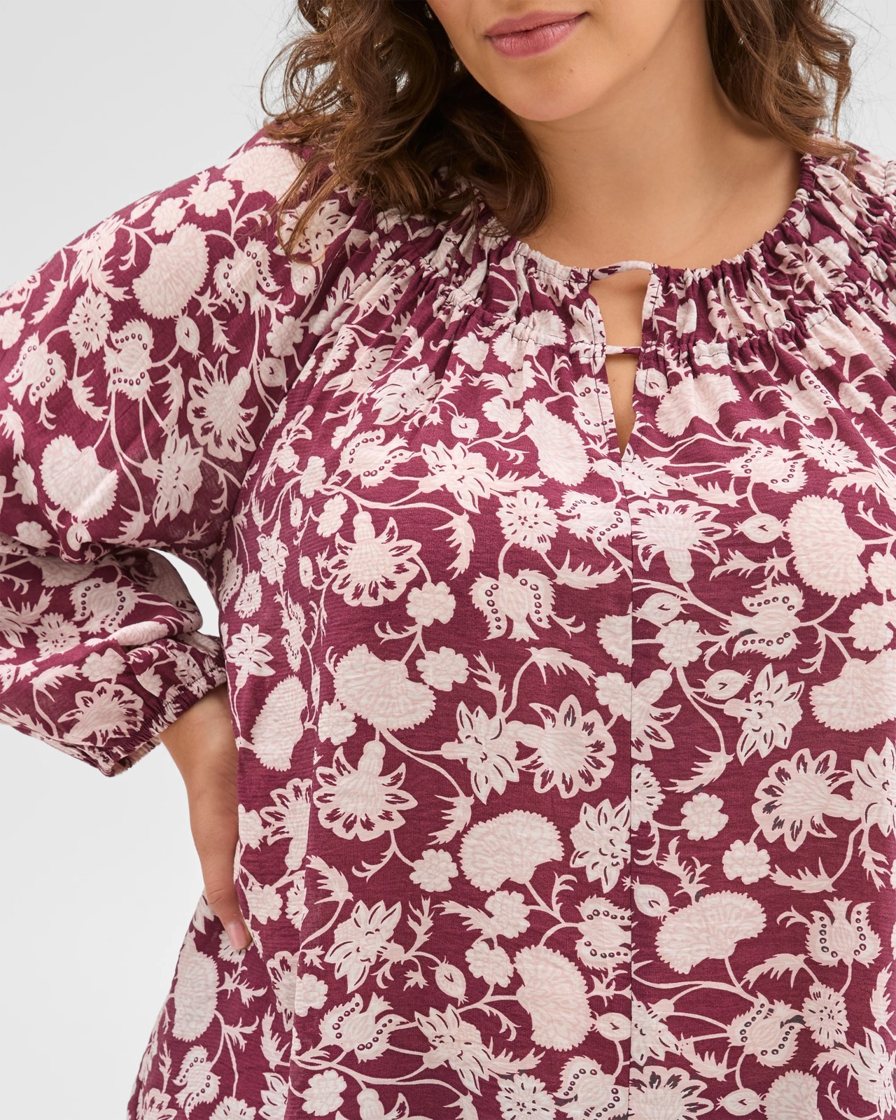 Plus Size Long Sleeve Neck Detail Blouse 6 of 6