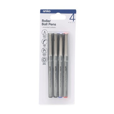 Roller Ball Pens, 4 Pack - Anko