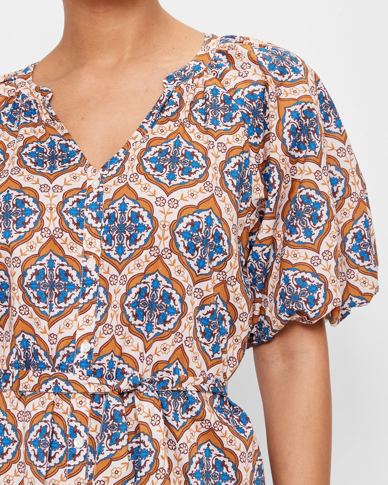 Puff Sleeve Button Through Dress 5 of 5