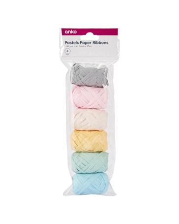 6 Piece Paper Ribbons, Pastel - Anko