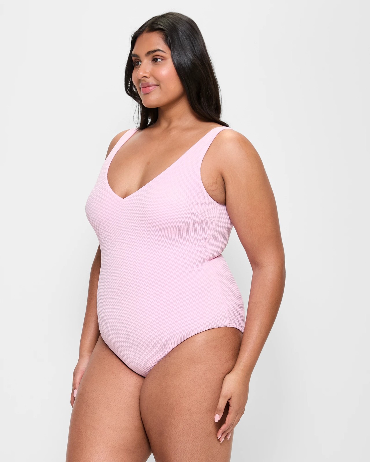 Textured V-Neck One Piece Swim Bathers 2 of 5