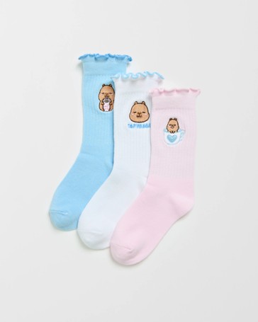 Licensed CapyFun 3 Pack Quarter Crew Socks