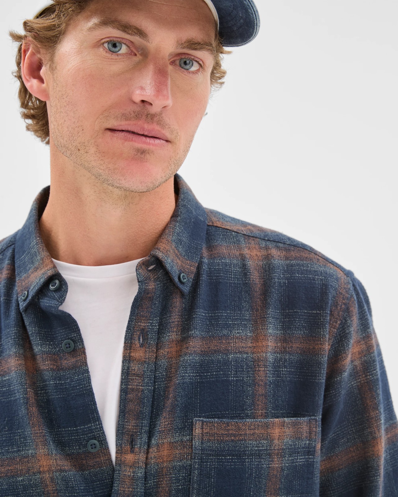 Long Sleeve Brushed Check Shirt - Navy 4 of 6
