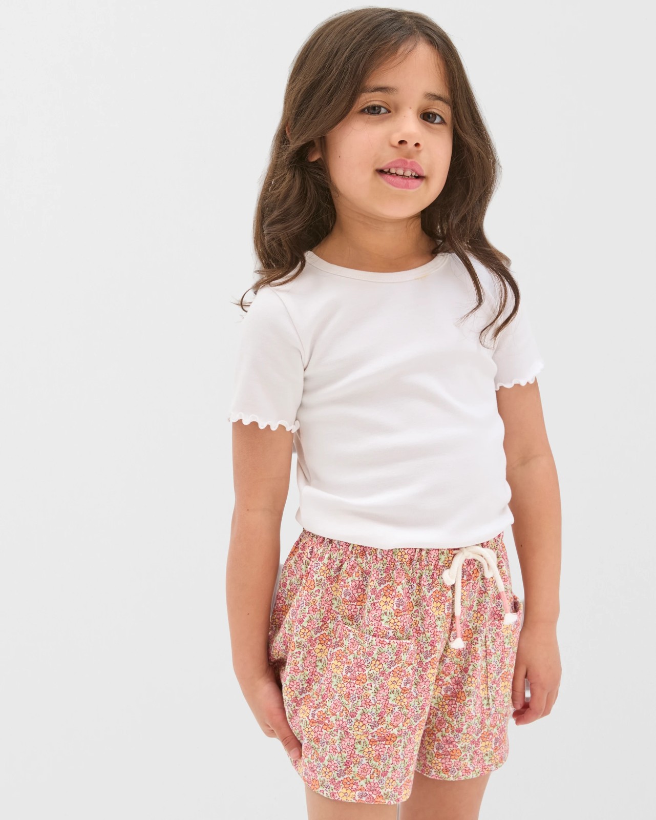 Australian Cotton Blend Fashion Knit Shorts - Multi Ditsy 3 of 6