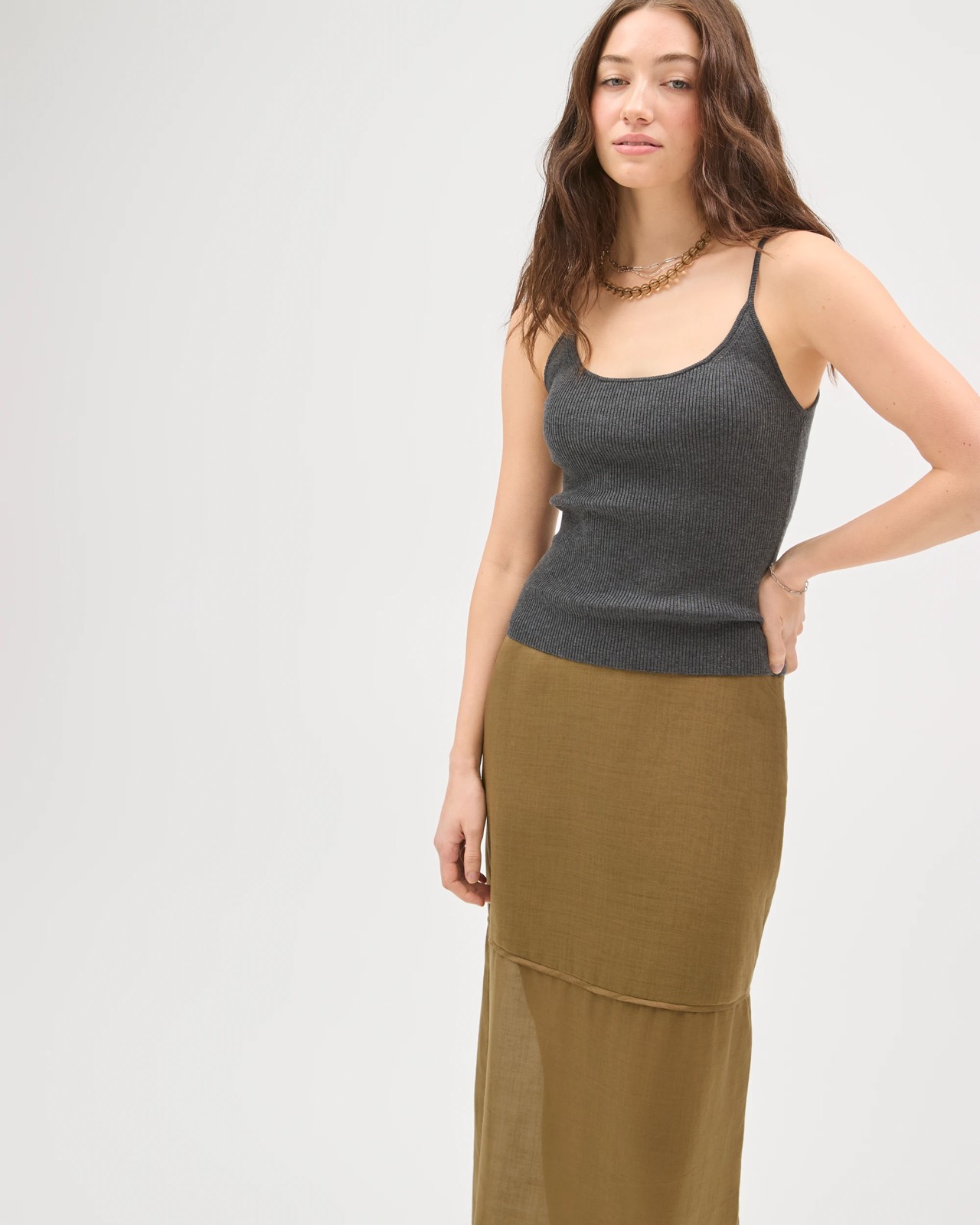 Lily Loves Sheer Midi Skirt - Deep Moss 5 of 5