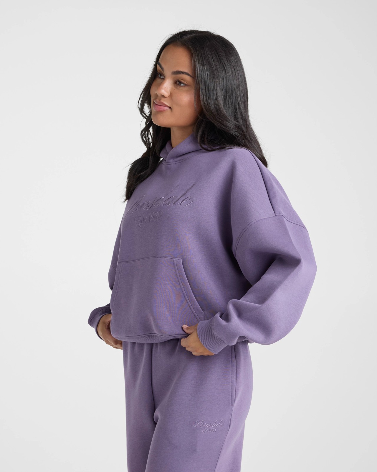 Lonsdale London Boxy Hoodie - Dusty Iris 4 of 5