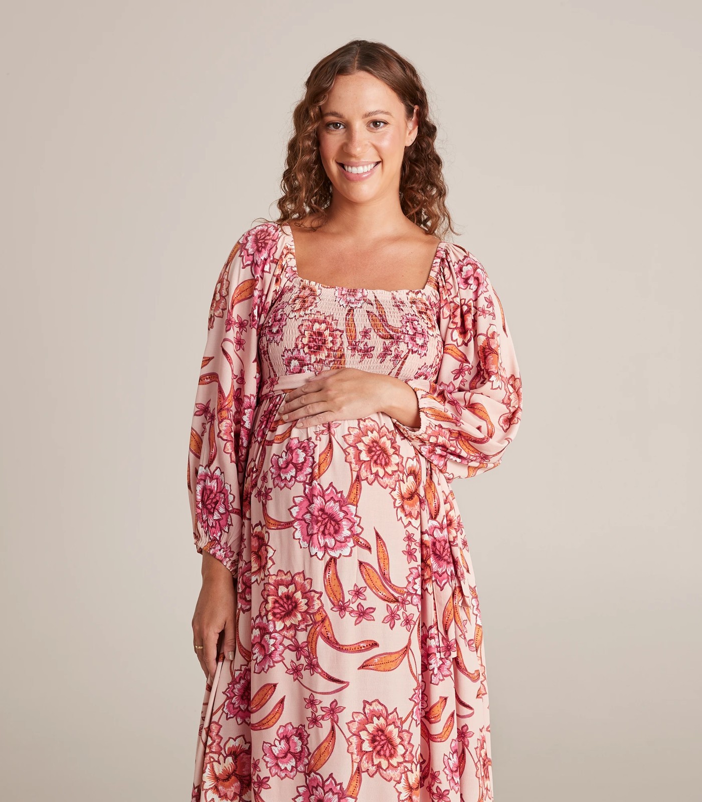 Maternity Shirred Maxi Dress