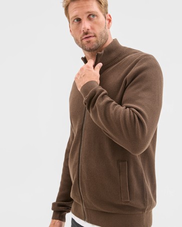 Australian Cotton Zip Through Knit Jumper