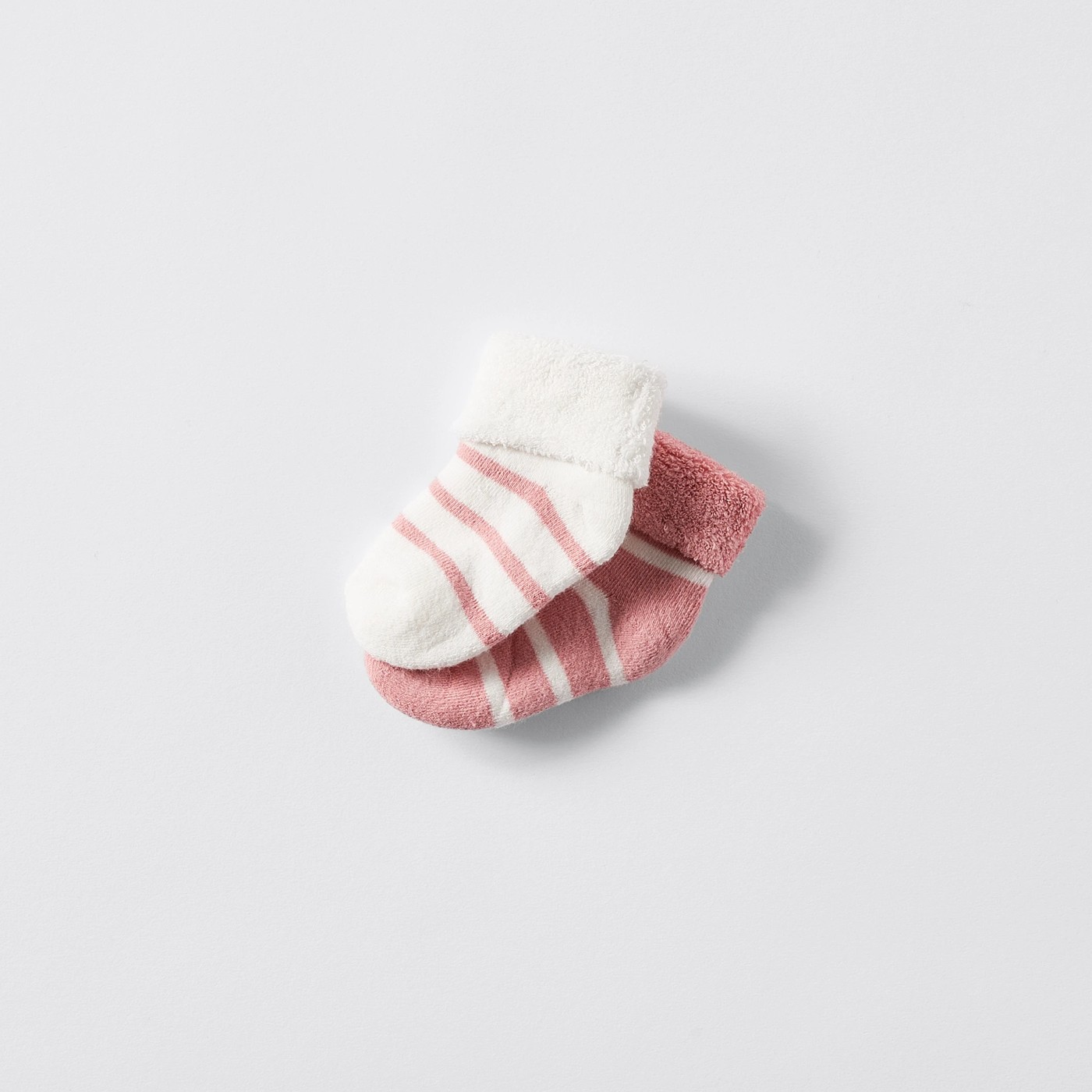 Underworks Baby 2 Pack Striped Socks - Pink/White 2 of 2