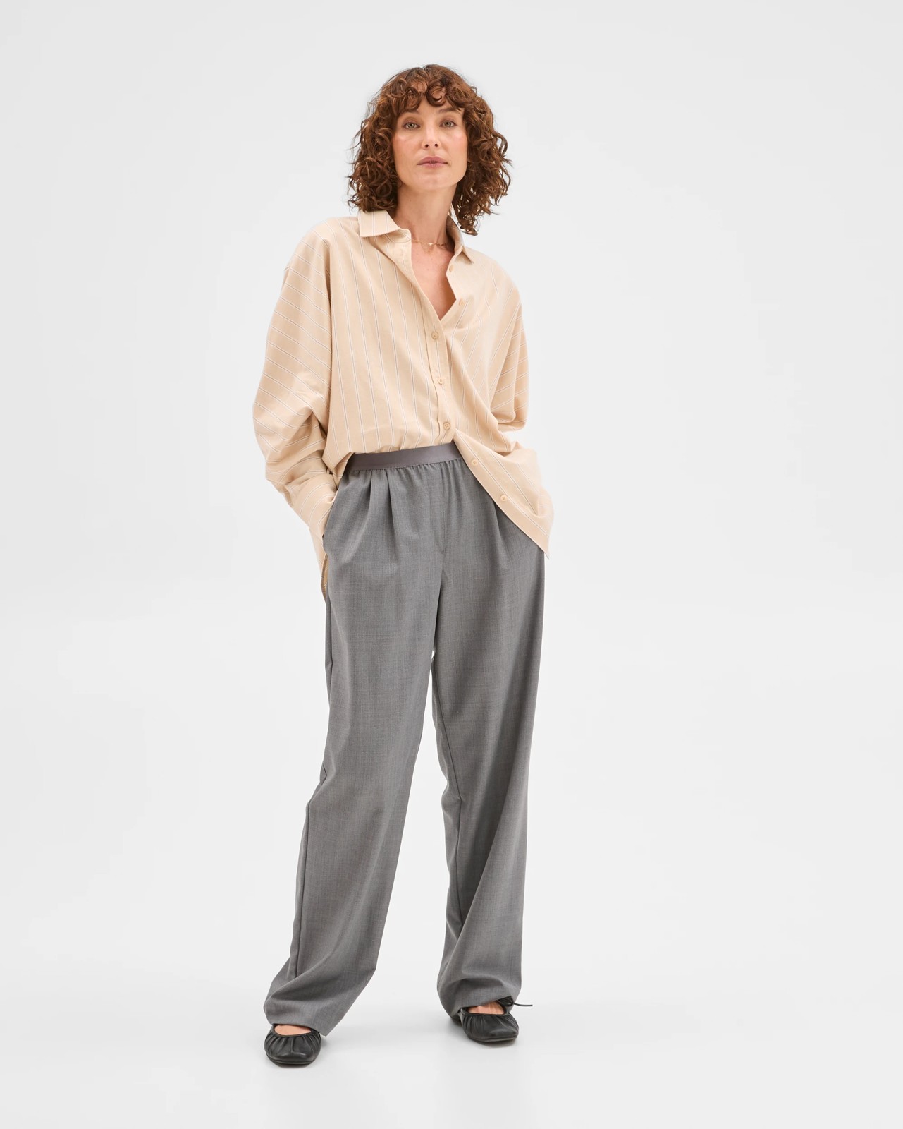 Australian Cotton Batwing Shirt - Fawn Stripe 3 of 5