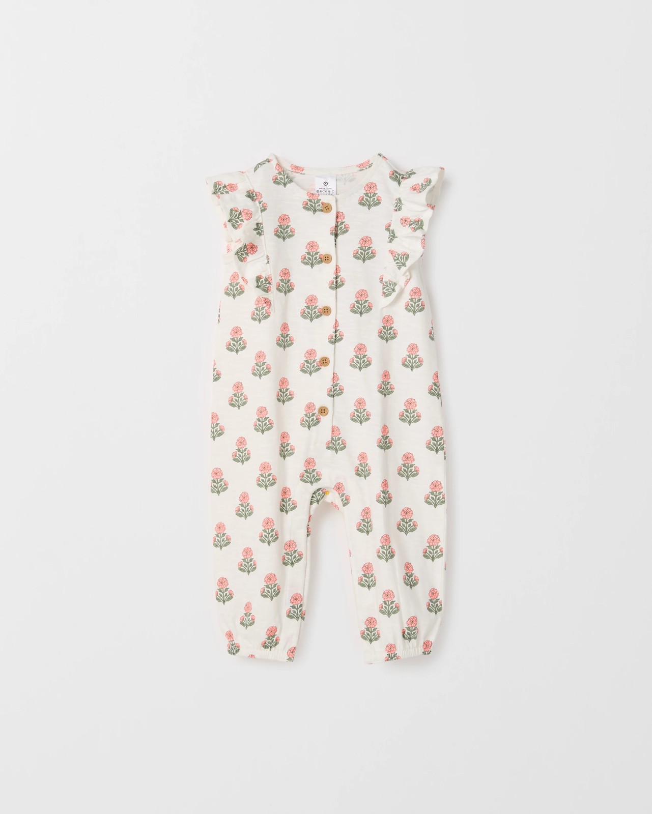 Baby Girls Organic Cotton Jersey Print Jumpsuit - Floral Stamp 4 of 5