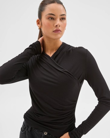 Lily Loves Long Sleeve Crossover Drape Top
