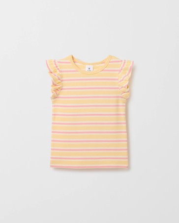 Australian Cotton Ruffle Sleeve Rib Tank Top