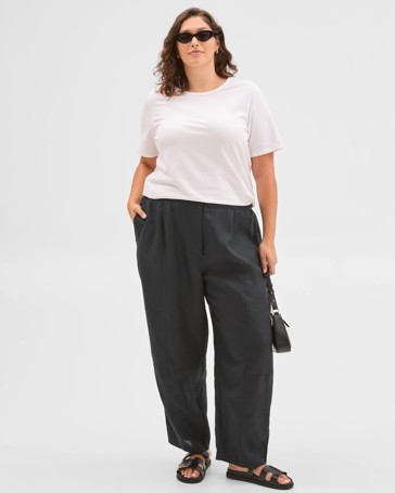 Plus Size European Linen Barrel Leg Pants
