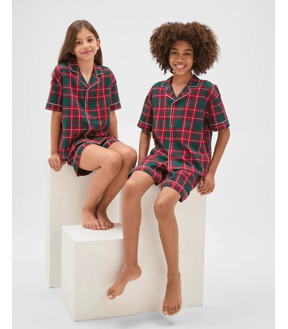 Family Matching Christmas Australian Cotton Older Kids Pyjama Set - Tartan
