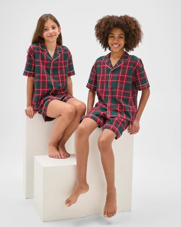 Family Matching Christmas Australian Cotton Older Kids Pyjama Set - Tartan