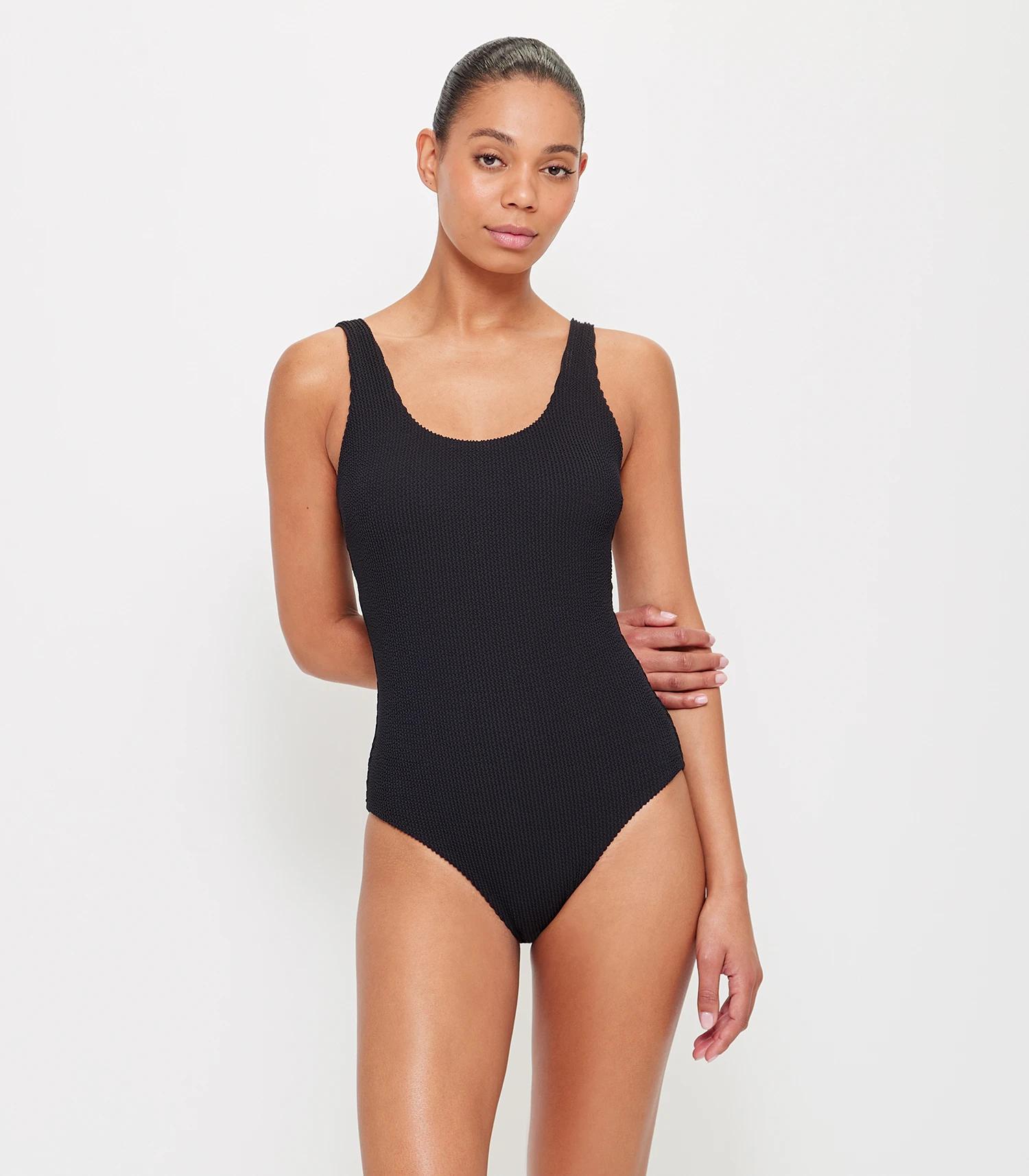 Crinkle One Piece Scoop Swim Bathers Black Target Australia