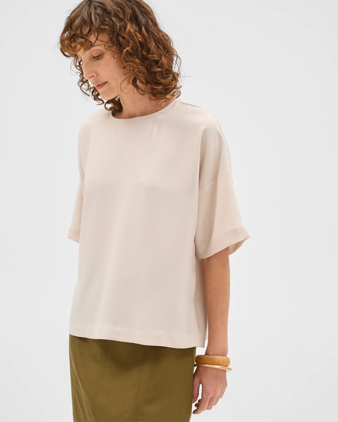 Preview Simone Crepe Boxy T-Shirt - Pumice 4 of 6