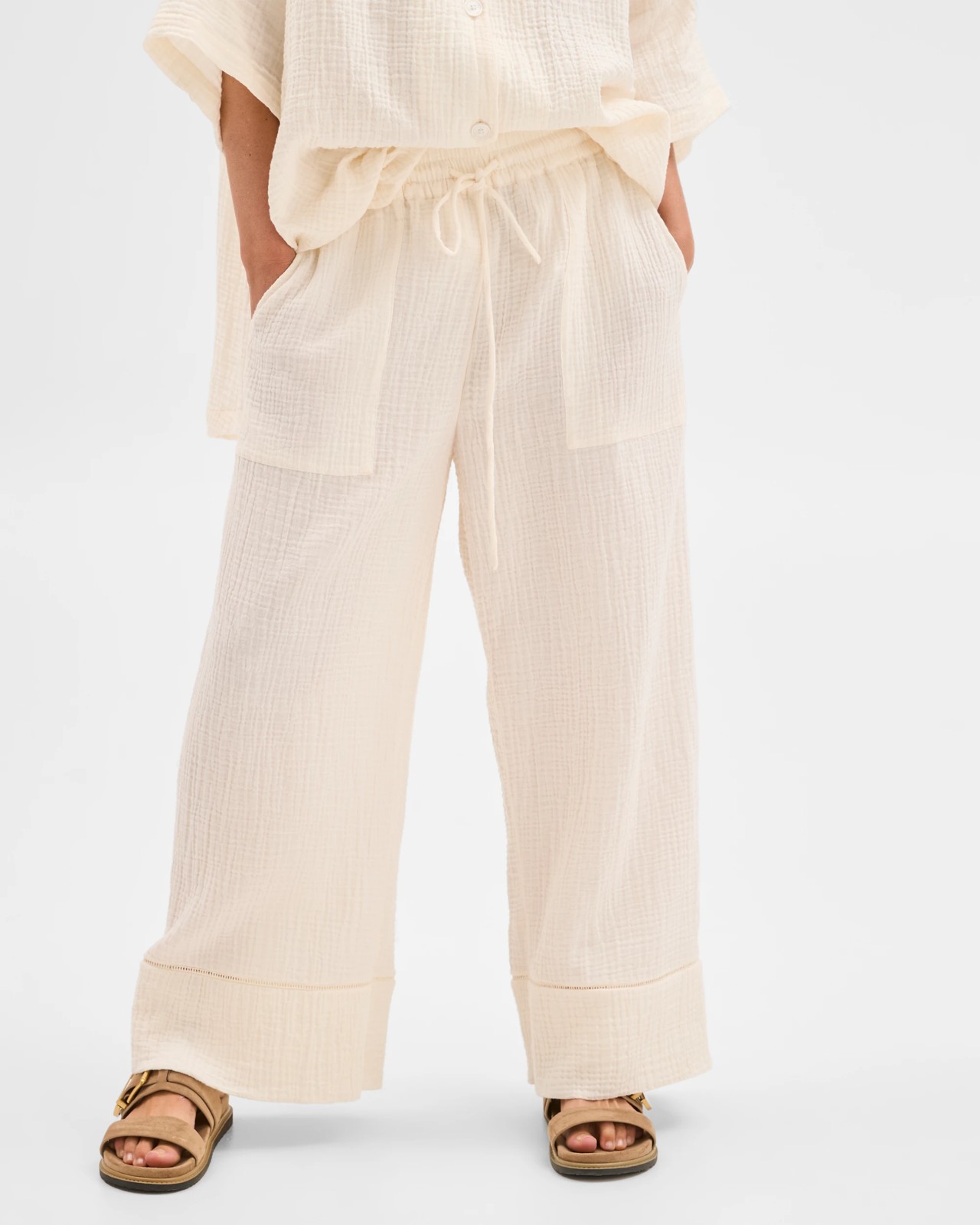 Australian Cotton Resort Woven Trim Detail Pants 4 of 6