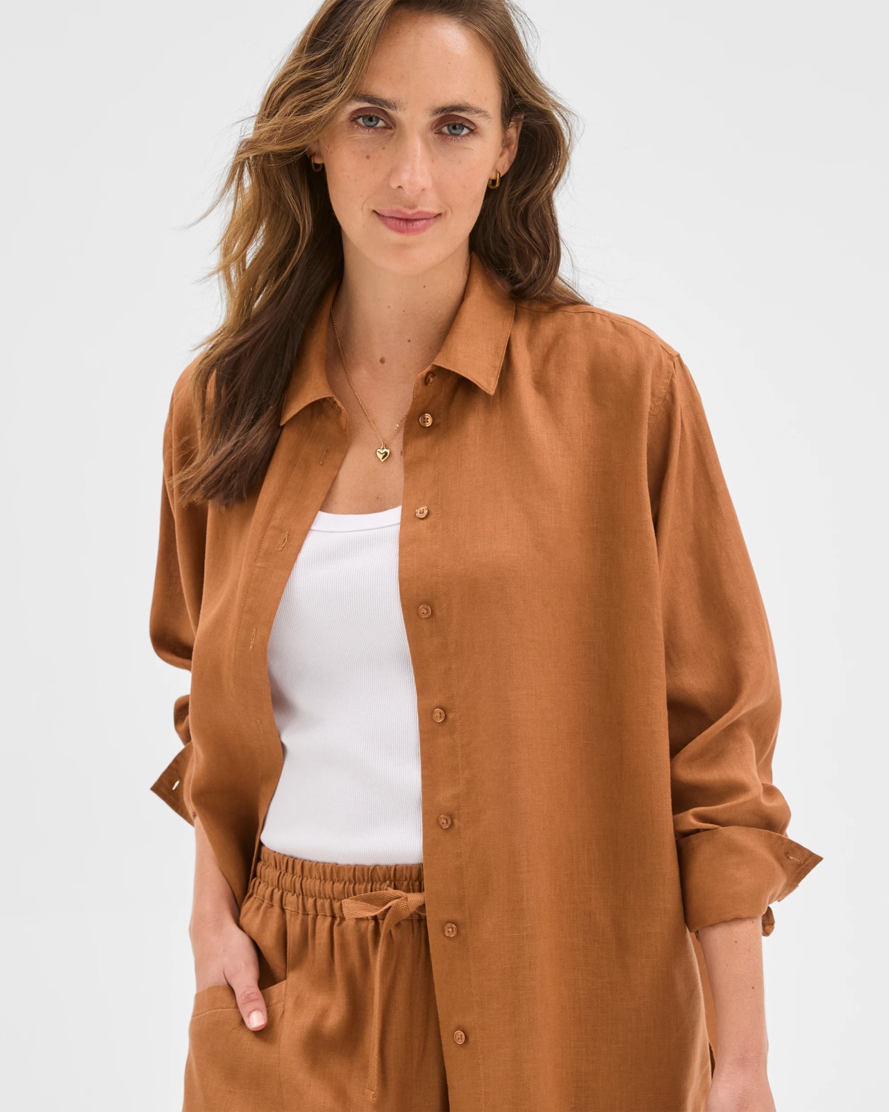 European Linen Long Sleeve Shirt - Butterscotch 3 of 6