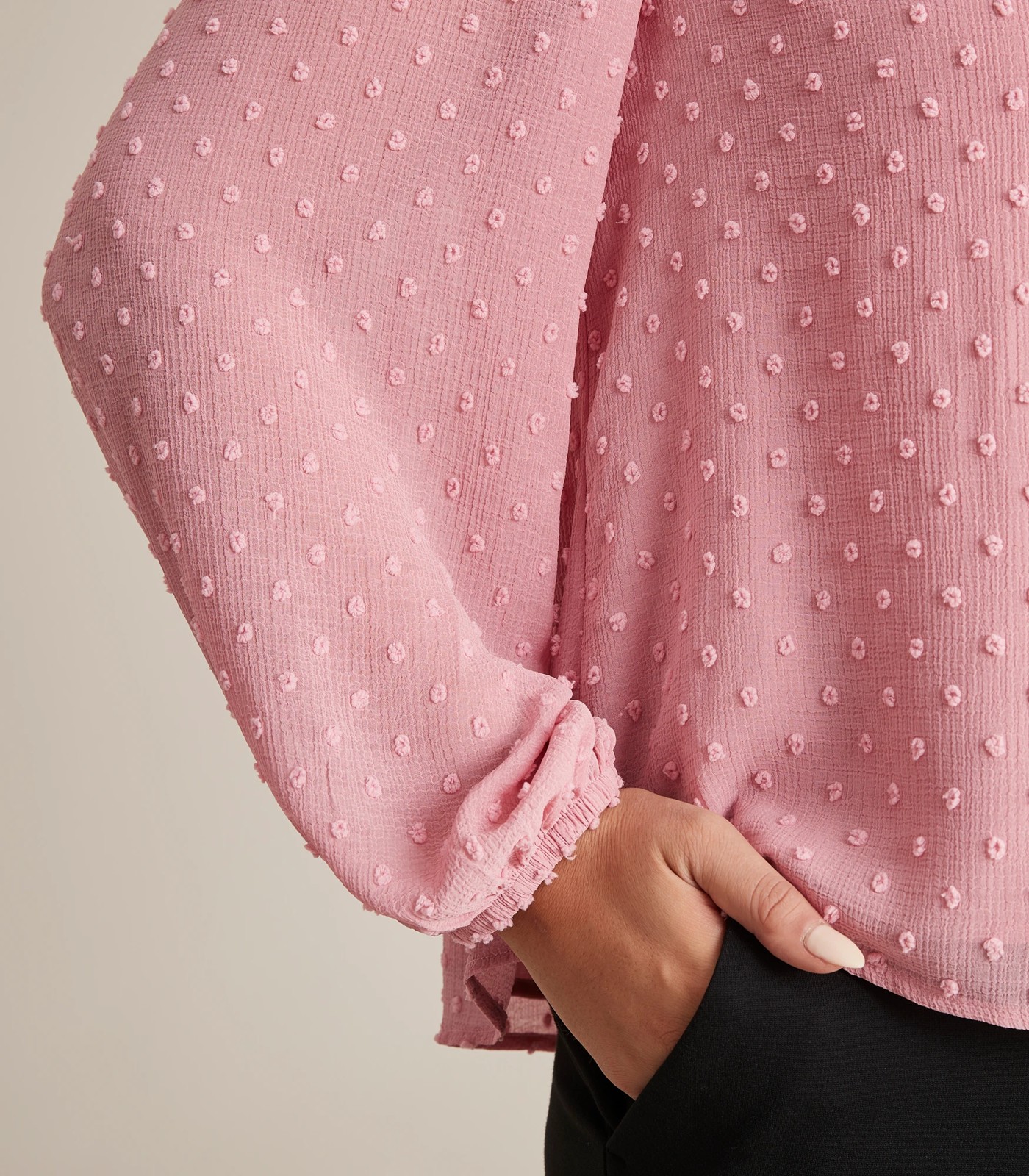 Curve Long Sleeve Pintuck Dobby Blouse 5 of 6