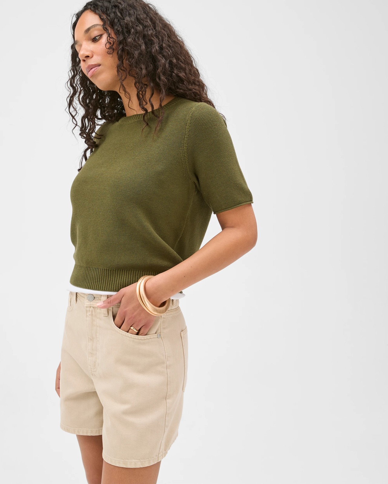 High Rise A-Line Denim Shorts 3 of 6