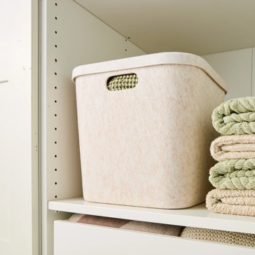 Anko Square Felt Basket with Lid - Beige