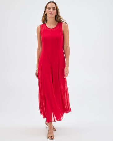 Preview Sleeveless Sheer Godet Maxi Dress