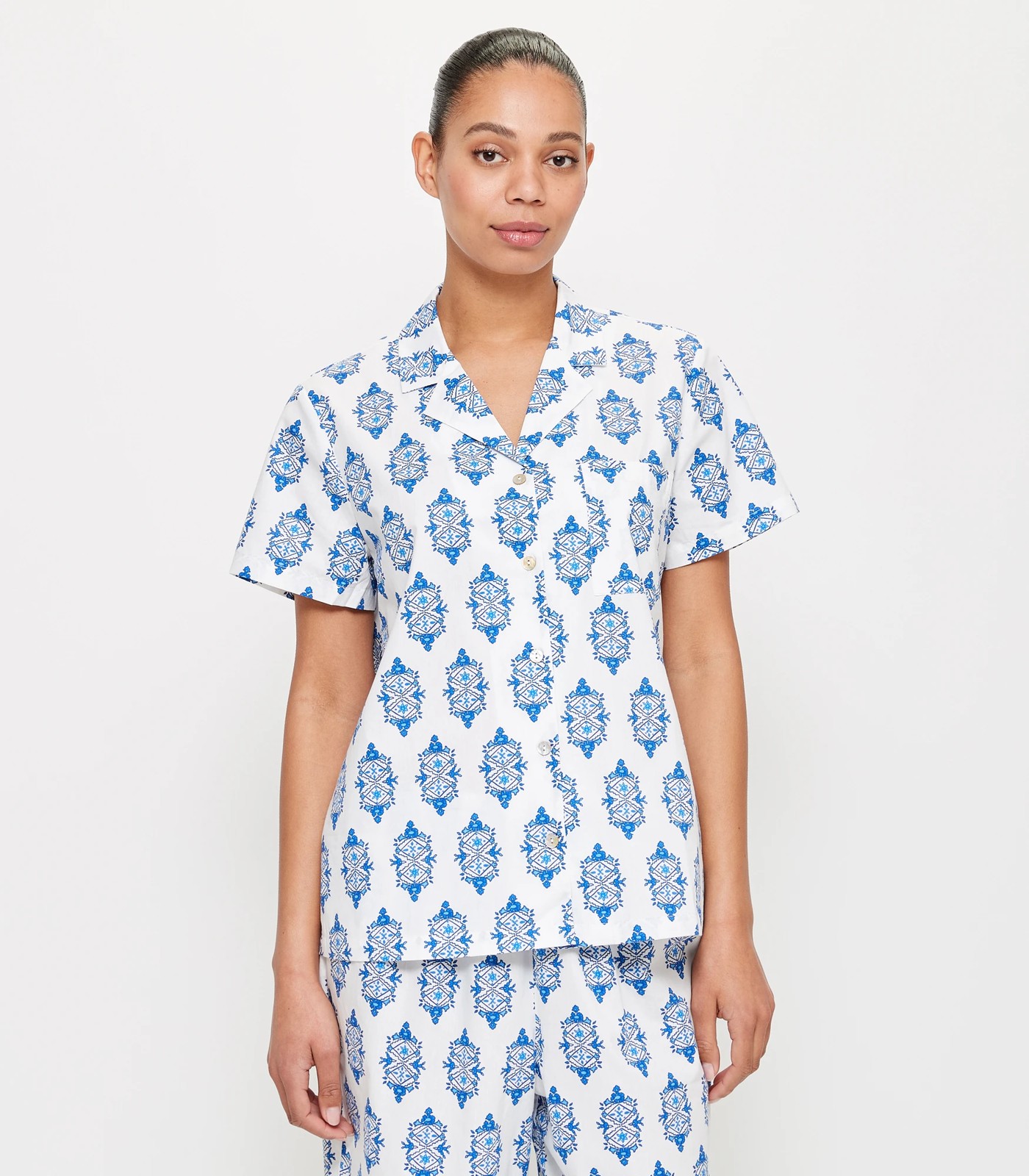 Printed Cotton Poplin Sleep Pyjama Set