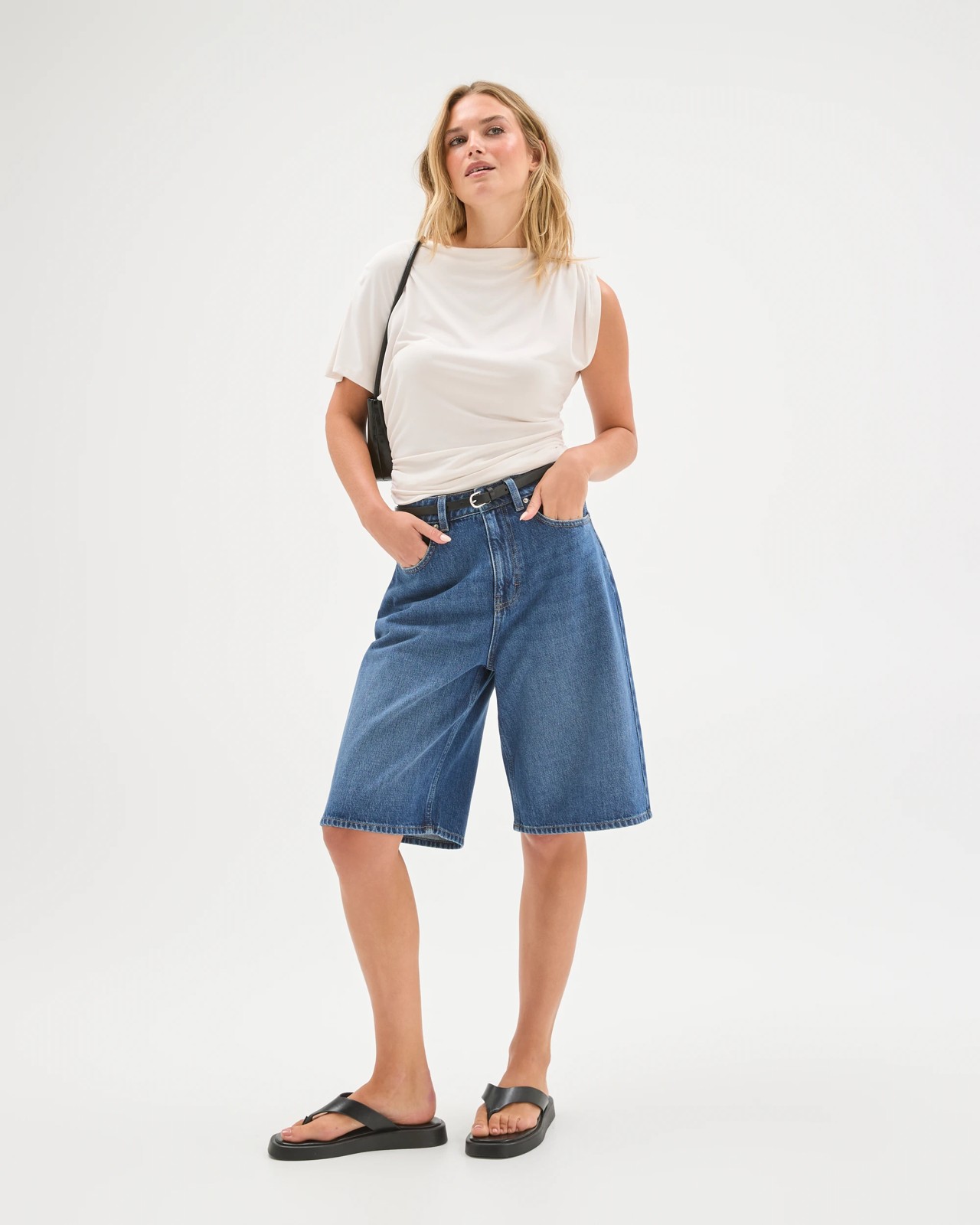 Lily Loves Asymmetrical Drape Top - Chalk 2 of 6