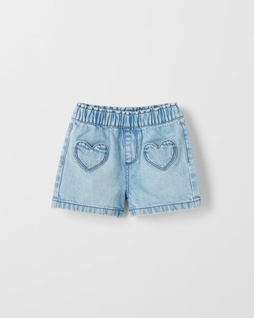 Baby Heart Patch Pocket Denim Shorts